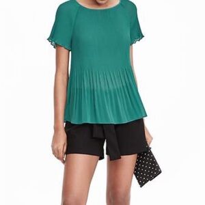Banana Republic Top Women’s Sheer mini pleat sea green Size Medium NWT